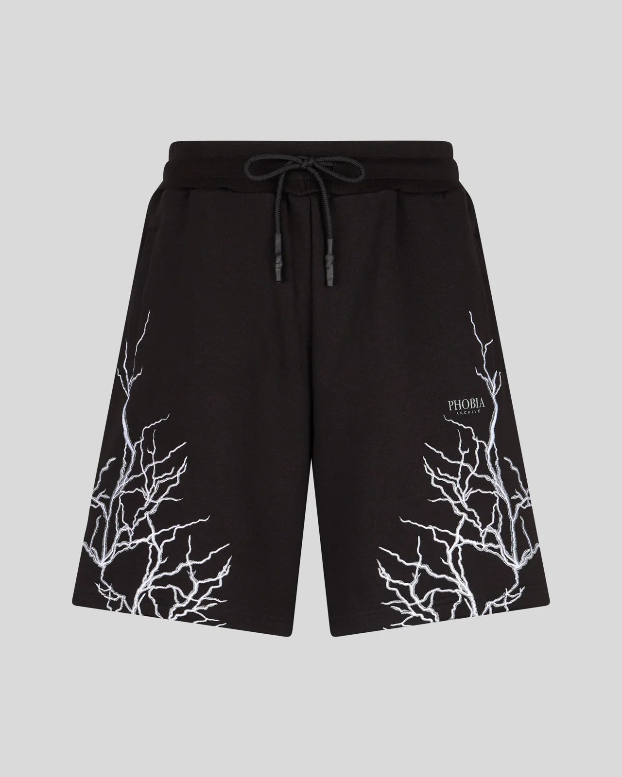 PHOBIA PANTALONCINI NERI CON FULMINI RICAMATI GRIGI