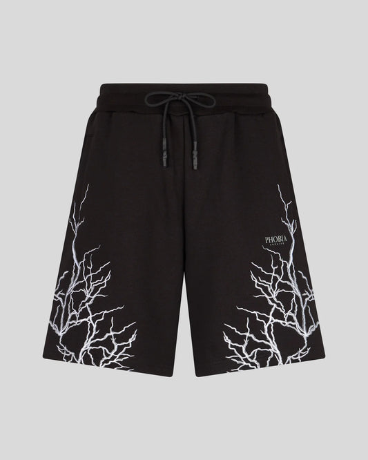 PHOBIA PANTALONCINI NERI CON FULMINI RICAMATI GRIGI