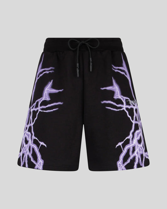 PHOBIA PANTALONCINO NERO CON FULMINI LATERALI VIOLA