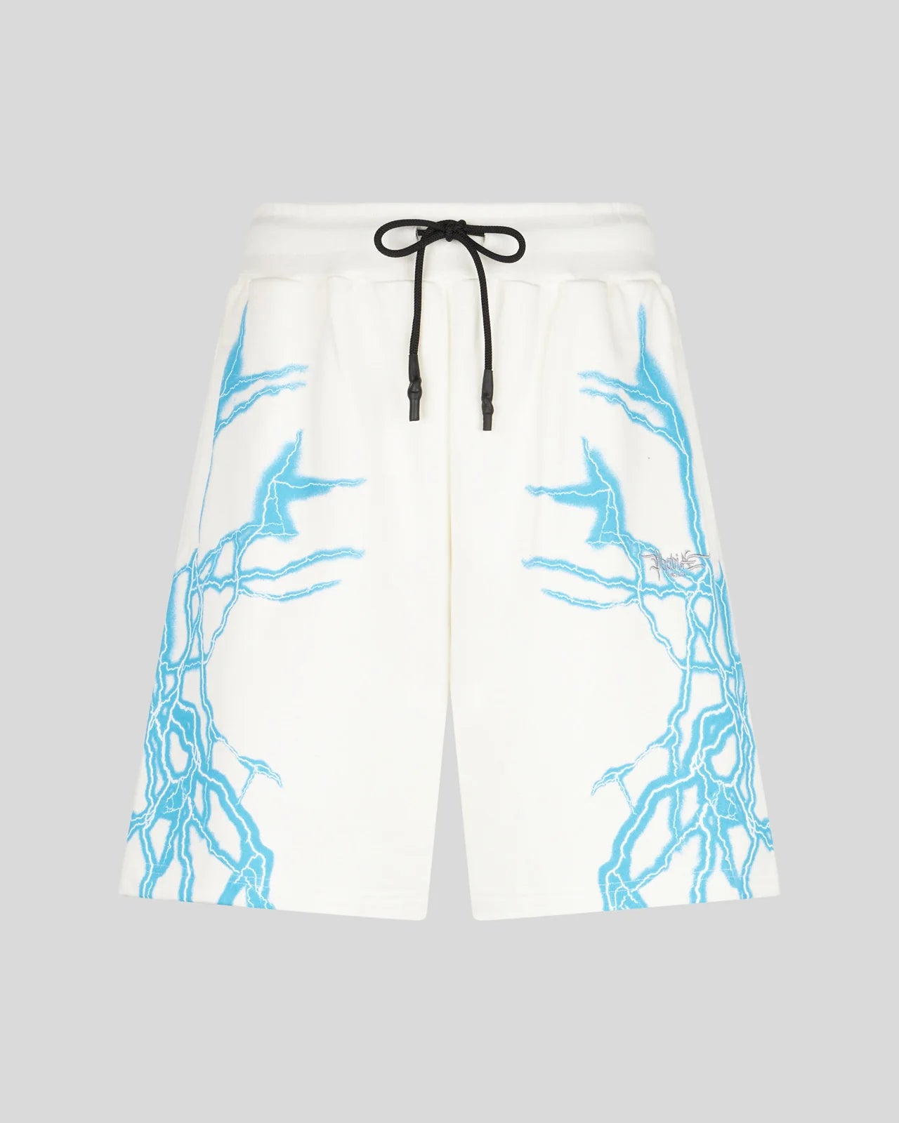 PHOBIA PANTALONCINO BIANCO CON FULMINI LATERALI AZZURRI